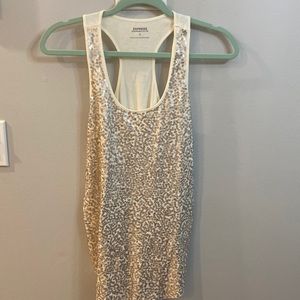 Express Champagne Sequined Razorback Tank